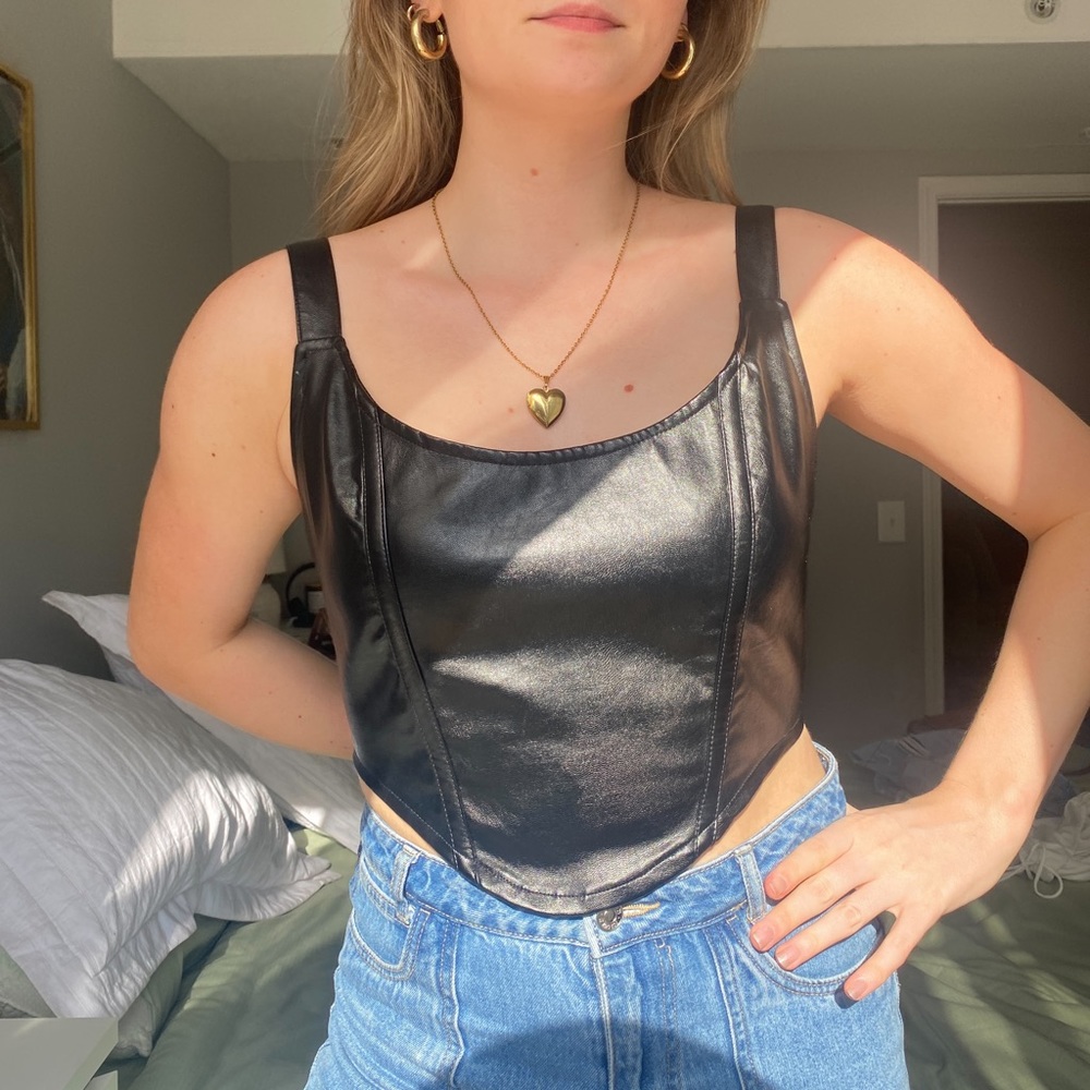 Black “Leather” Corset Top